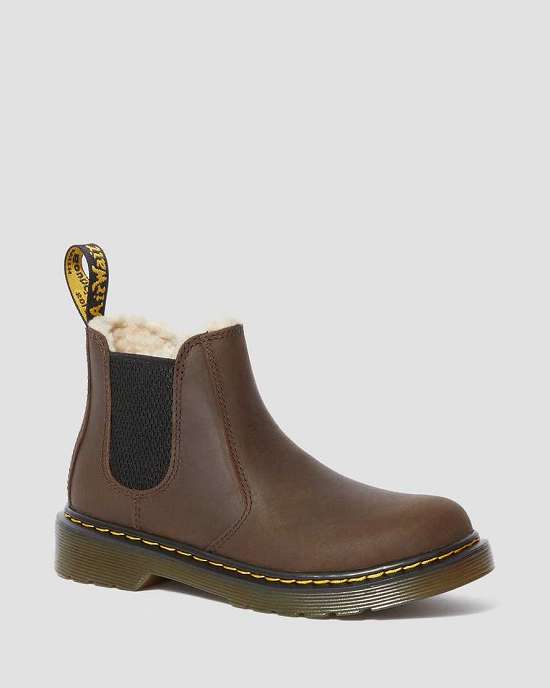 Botas Dr. Martens 2976 Leonore Faux Fur Lined Niña Marrom MX-15973